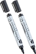 Whiteboard marker/stift - 2x - zwart - uitwisbaar - kantoor/school artikelen