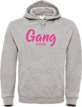 Wintersport hoodie grijs S - Gang is alles - Fluor roze - soBAD. | Foute apres ski outfit | kleding | verkleedkleren | wintersporttruien | wintersport dames en heren