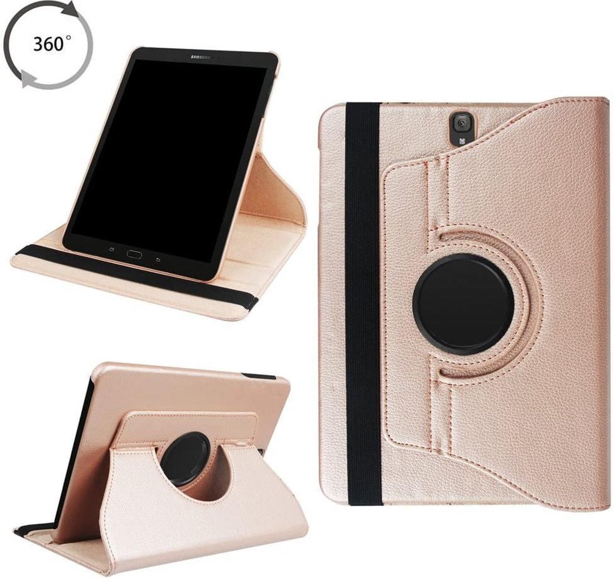Draaibaar Hoesje - Rotation Tabletcase - Multi stand Case Geschikt voor: Samsung Galaxy Tab A 10.1 inch T580 / T585 (2016 2018) - Rose goud