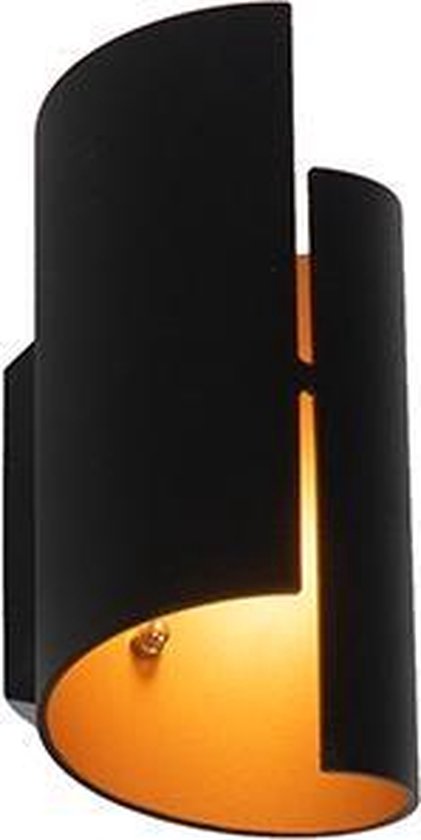 aankomen Toezicht houden Necklet QAZQA faldo - Moderne Wandlamp voor binnen - 1 lichts - D 9.8 cm - Zwart -  Woonkamer |... | bol.com
