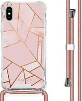 iMoshion Design hoesje met koord voor de iPhone X / Xs - Grafisch Koper - Roze / Goud