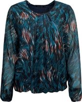 Pink Lady dames blouse blauw/groen print - maat S