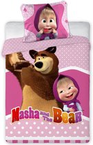 Masha en de Beer Baby Dekbedovertrek Stippen - 100 x 135 cm - Katoen