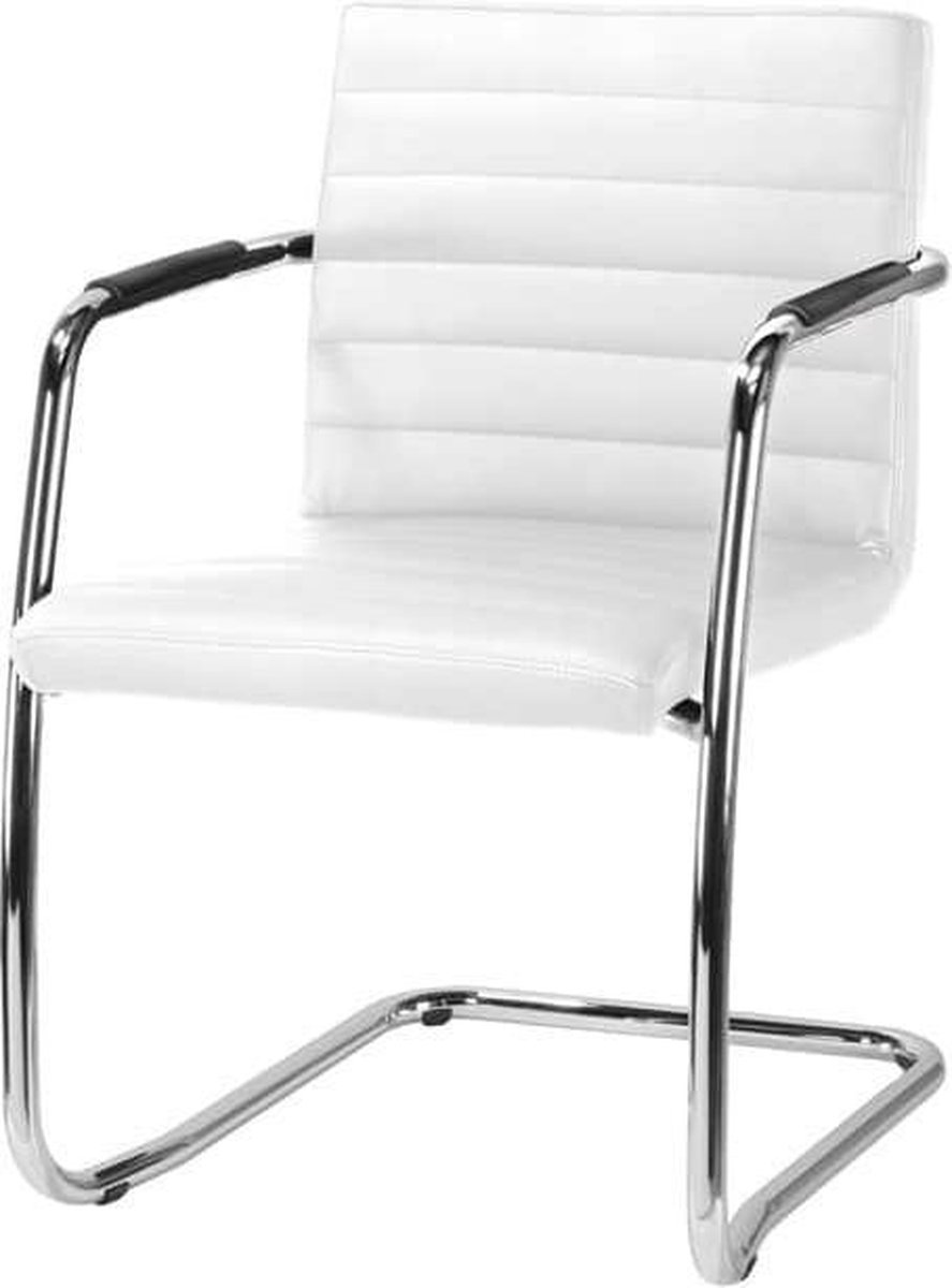 Sledestoel vergaderstoel Design 1878-wit-leatherlook