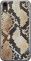 iPhone XR hoesje siliconen - Snake / Slangenprint bruin | Apple iPhone XR case | TPU backcover transparant