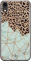 iPhone XR hoesje siliconen - Luipaard marmer mint | Apple iPhone XR case | TPU backcover transparant