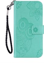 Motorola Moto G9 Plus Hoesje - Uilen Book Case - Cyan