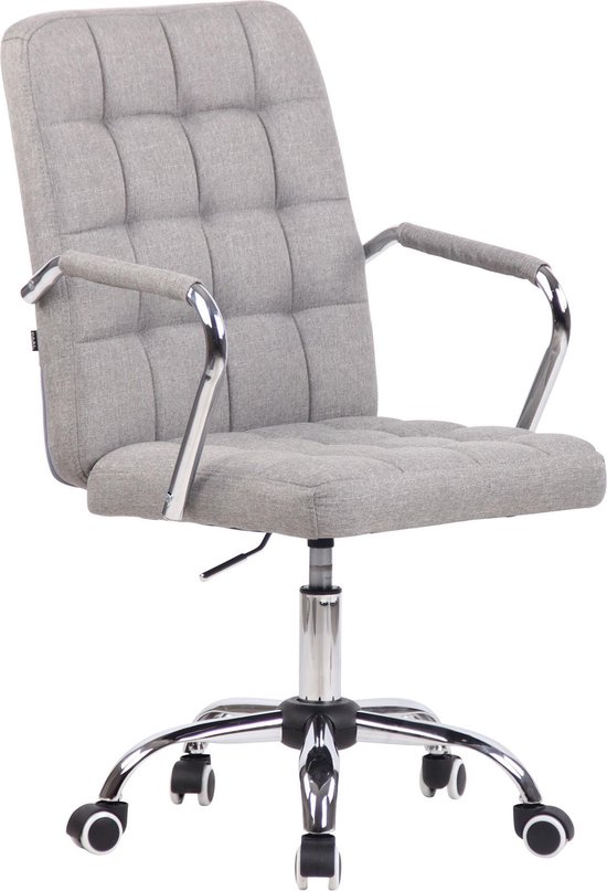 Bureaustoel - Bureaustoel voor volwassenen - Design - In hoogte verstelbaar - Polyester - Grijs - 56x60x103 cm