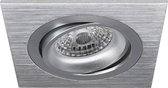 Spot Armatuur GU10 - Pragmi Borny Pro - Inbouw Vierkant - Mat Zilver - Aluminium - Kantelbaar - 92mm
