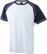 James and Nicholson - Heren Raglan T-Shirt (Wit/Navy)