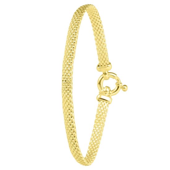 Lucardi Dames Armband mesh - Echt Zilver - Armband - Cadeau - Moederdag - 18 cm - Goudkleurig