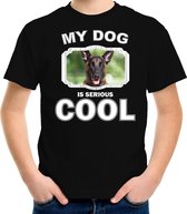 Mechelse herder honden t-shirt my dog is serious cool zwart - kinderen - Mechelse herders liefhebber cadeau shirt M (134-140)