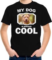 Staffordshire bull terrier honden t-shirt my dog is serious cool zwart - kinderen - Staffordshire bull terriers liefhebber cadeau shirt M (134-140)