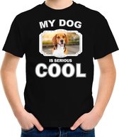 Beagle honden t-shirt my dog is serious cool zwart - kinderen - Beagles liefhebber cadeau shirt S (122-128)