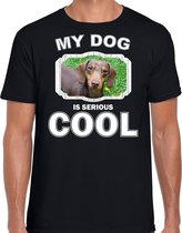 Teckel honden t-shirt my dog is serious cool zwart - heren - Teckels liefhebber cadeau shirt L