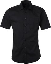 James and Nicholson Herenshort Poplin Shirt met korte mouwen (Zwart)