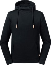 Russell Volwassenen Unisex Pure Organic High Collar Hooded Sweatshirt (Zwart)