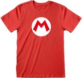 Nintendo Super Mario Heren Tshirt -L- Mario Badge Rood