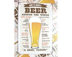 Onthewall | Beer | Order around the world | wandborden metaal | 20 x 30cm | wanddecoratie | huis, tuin, schutting en terras | voor binnen en buiten