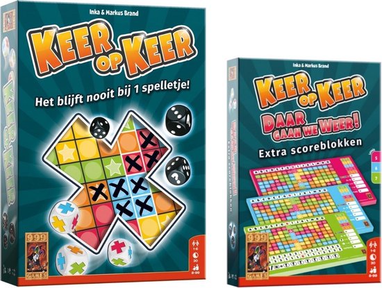 Spellenset - 2 delig - Keer op Keer - Dobbelspel & Scoreblok 3 stuks