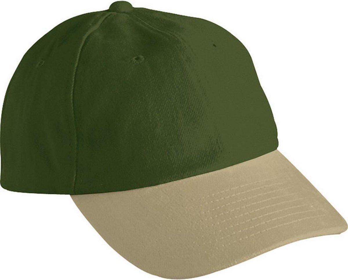 Myrtle Beach Volwassenen Unisex 6 Panel Raver Cap (Olijfgroen/Beige)