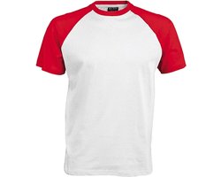 Kariban Herenshirt met korte mouwen Baseball T-Shirt (Wit/rood)