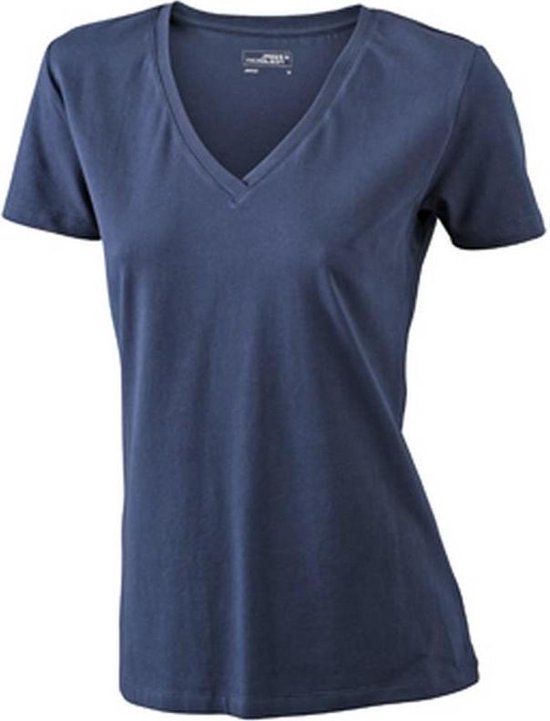 James and Nicholson T-shirt extensible à col en V femmes / femmes (bleu Marine)