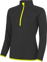 Awdis Gewoon Cool Womens/Ladies Half Zip Sweatshirt (Jet Zwart / Elektrisch Geel)