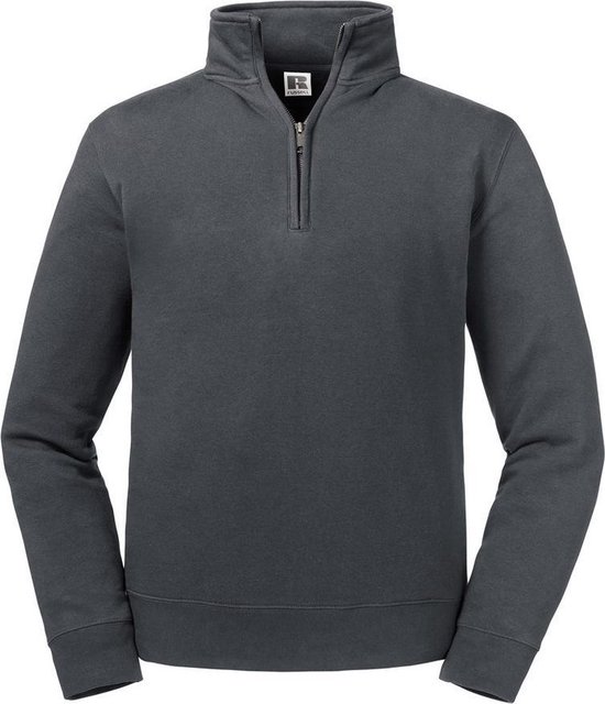 Russell Mens authentique Zip Neck Sweat (Convoi Grijs)