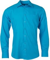 James and Nicholson Heren Longsleeve Poplin Shirt (Turquoise)