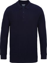 Gildan Heren Lange Mouw Dubbel Piqué Katoenen Poloshirt (Marine)