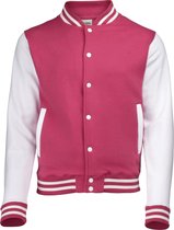 Awdis Unisex Varsity Jacket (Heet Roze / Wit)