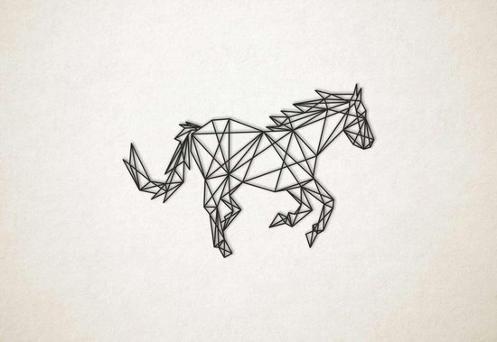 Line Art - Paard 4 - M - 60x87cm - Zwart - geometrische wanddecoratie