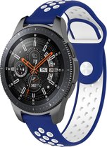 Huawei watch GT silicone dubbel band - blauw wit - 18mm bandje - Horlogeband Armband Polsband