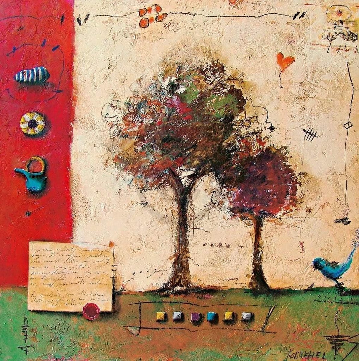 PGM Kunstdruk Sonja Kobrehel - Tree I 70x70cm Divers