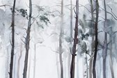 Fotobehang - Watercolour Forest 384x260cm - Vliesbehang