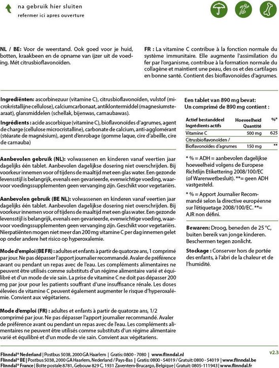 Flinndal Vitamine C Forte Tabletten Voor de Weerstand - 90 Tabletten | bol.com