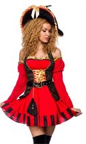 Atixo GmbH - Rood en goudkleurig piraten kapitein kostuum voor dames - Large - Volwassenen kostuums