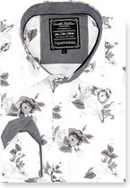 Heren Overhemd - Slim Fit - Floral Design - Wit - Maat L