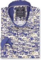 Heren Overhemd - Slim Fit - Art Of Ornament - Blauw - Maat 3XL