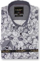 Heren Overhemd - Slim Fit - Luxury Paisley - Blauw - Maat 3XL