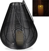 Relaxdays lantaarn windlicht - kaarshouder - kandelaar - decoratie - metaal - zwart