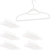 Relaxdays kledinghangers set - broekhanger - klerenhangers met stropdashouder - antislip - Wit, Pak van 50