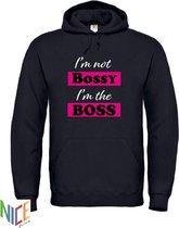 Hoodie "I'm not bossy" I'm the boss zwart maat M