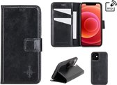 NorthLife - Uitneembare 2-in-1 (RFID) bookcase hoes - iPhone 12 Mini - Burcht Trecht Zwart