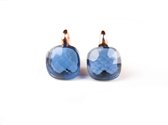 Zilveren oorringen oorbellen roos goud verguld Model New Trend donker blauwe stenen