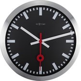NeXtime NE-3999STZW Wandklok Dia. 35 Cm, Geborsteld Aluminium, 'Station'