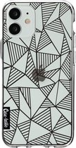Casetastic Apple iPhone 12 Mini Hoesje - Softcover Hoesje met Design - Abstraction Lines Black Transparent Print