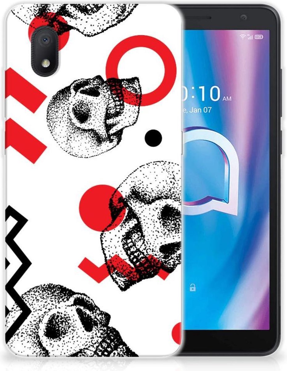 Silicone Back Case Alcatel 1B (2020) Skull Red