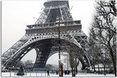 Schilderij Eiffeltoren in de winter, 4 maten, zwart/wit
